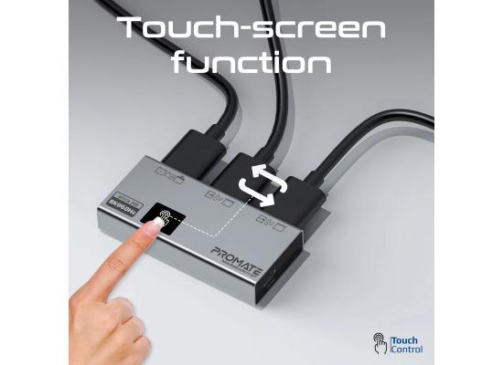 Promate MediaSwitch-2T Ultra-HD 8K@60Hz HDMI® Switch with Smart Touch Control